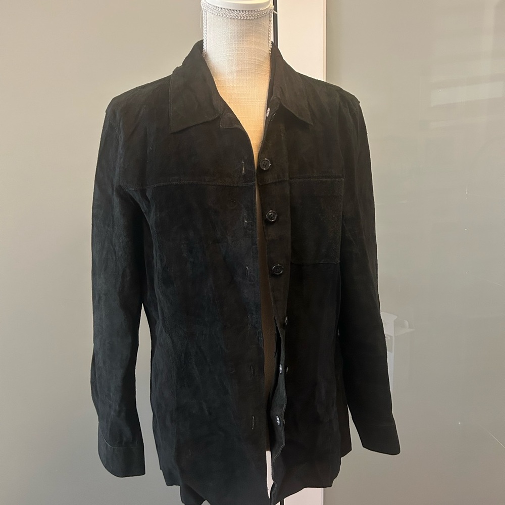 Women Classic Black Suede Jacket 100% leather